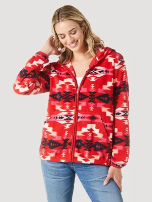 Women's Southwestern Full Zip Fleece Hoodie - 112335651