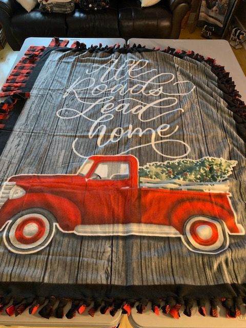 All Roads Lead Home Red Truck Blanket