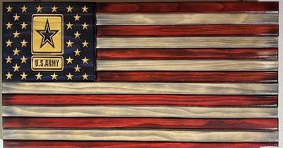 Hand-Made Military Service Wooden Flags