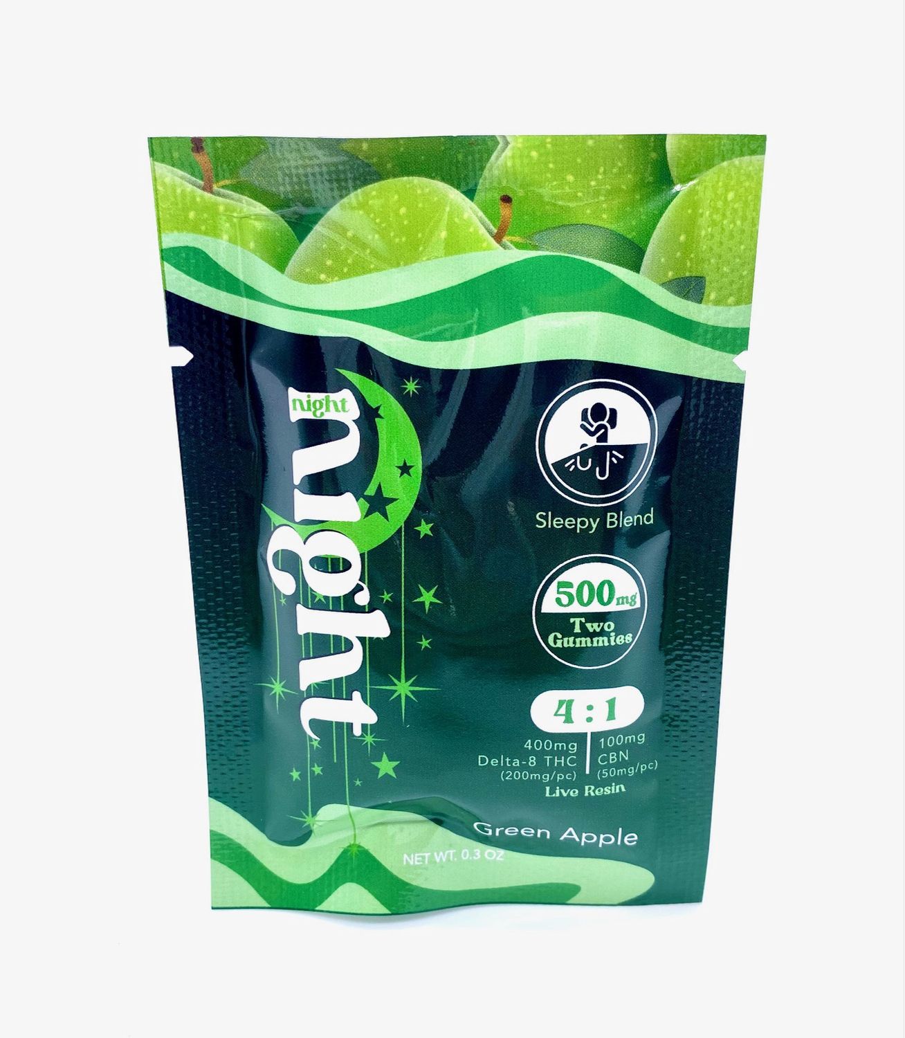 500mg / 4:1 Sleepy Blend - 2 Gummies Pack - Green Apple