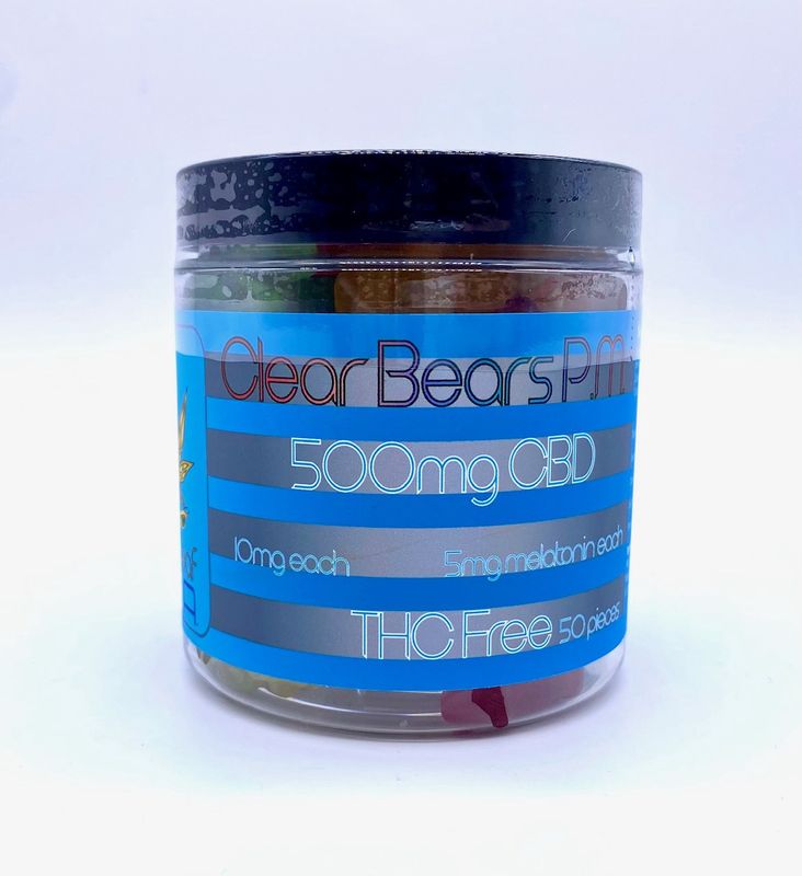 500mg | PM CBD Clear Gummy Bears w/melatonin