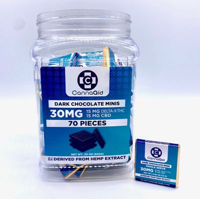 CannaAid  30mg | Dark Chocolate Mini Square | 15mgTHC/15mgCBD | 1 pc
