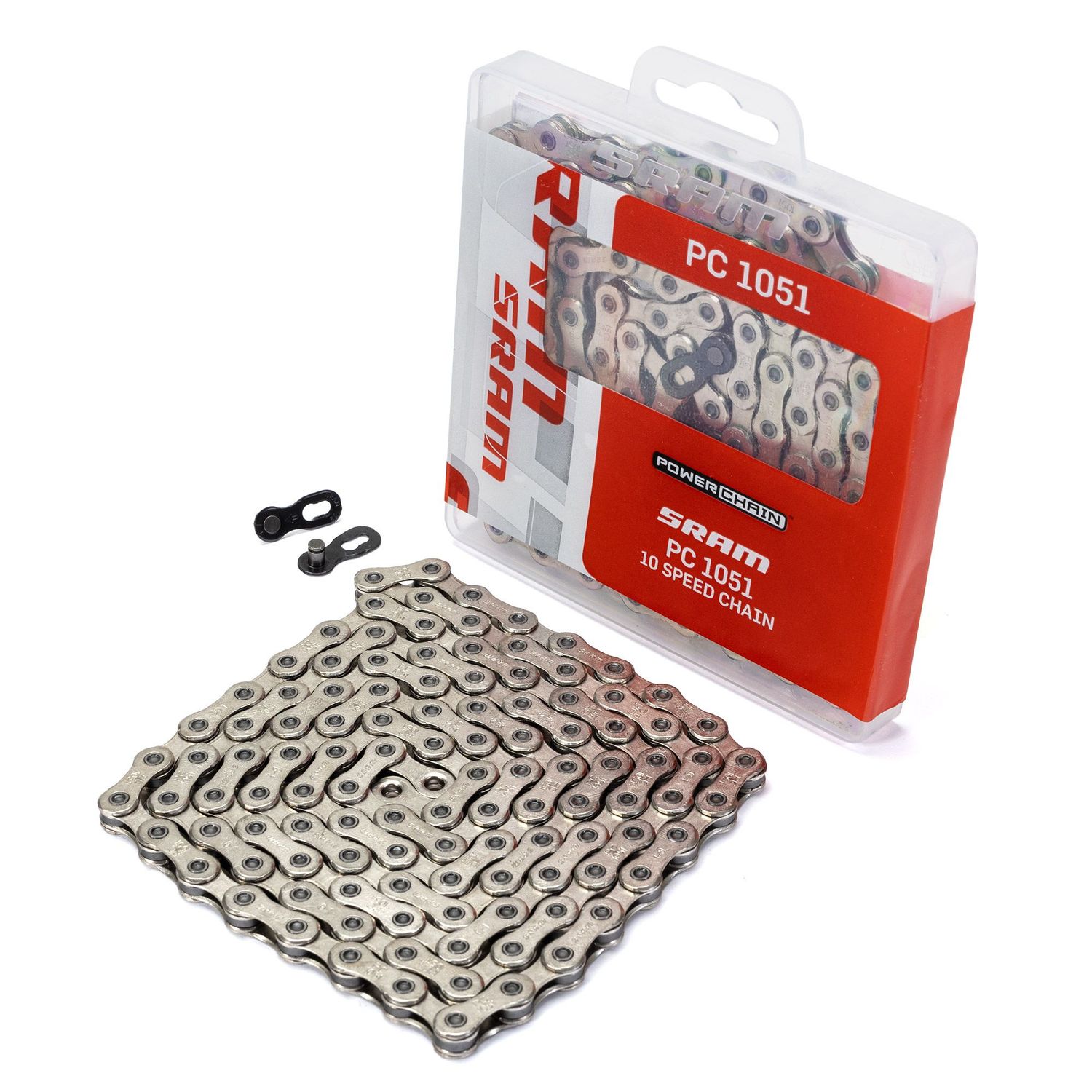 Sram PC1051 10spd Chain 114 Link With Powerlock: SILVER 10 speed