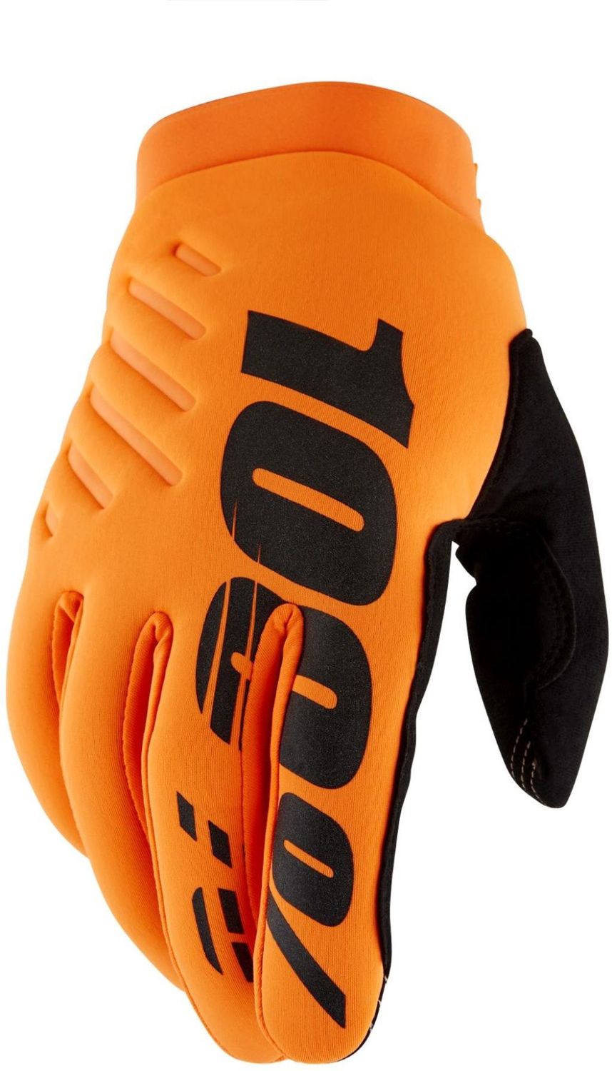 100% Brisker Cold Weather Gloves, Colour: Fluo Orange, Size: Large