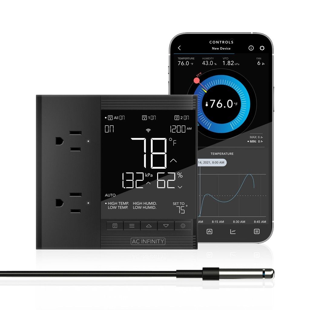 CONTROLLER 75, CLIMATE CONTROLLER 2-OUTLET, DESKTOP WITH TEMP HUMIDITY VPD SENSOR