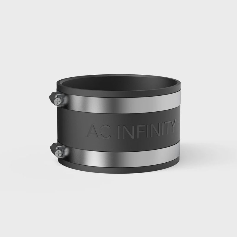AC INFINITY 4" NOISE REDUCTION CLAMP, DUCT COUPLER WITH STAINLESS STEEL CLAMPS