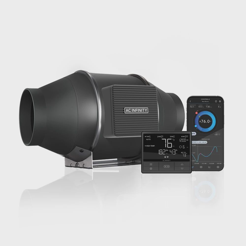 AC INFINITY CLOUDLINE T4, QUIET INLINE FAN 4" WITH TEMP, HUMIDITY, VPD CONTROLLER