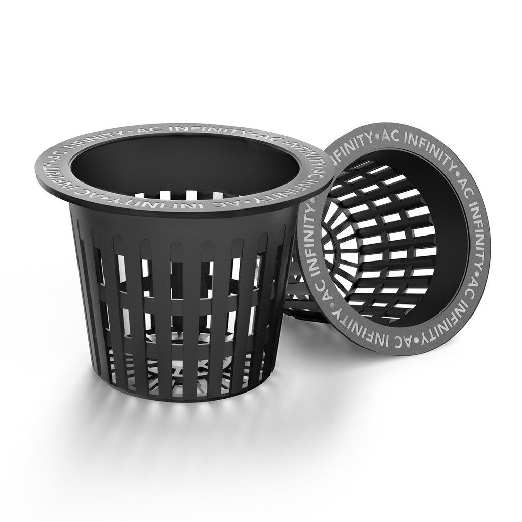 4" AC INFINITY MESH NET CUPS, SLOTTED POTS WITH WIDE LIPS, 25 PK