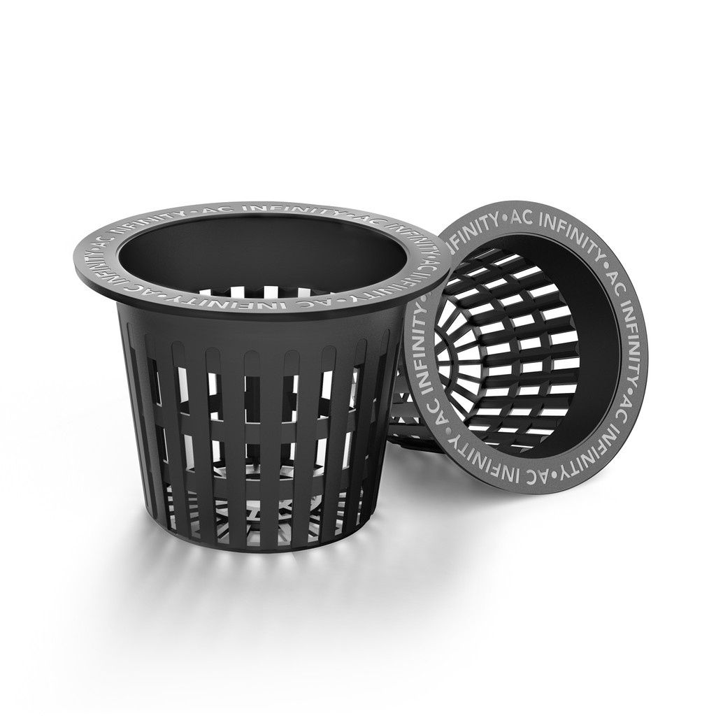 3" AC INFINITY MESH NET CUPS, SLOTTED POTS WITH WIDE LIPS, 25 PK
