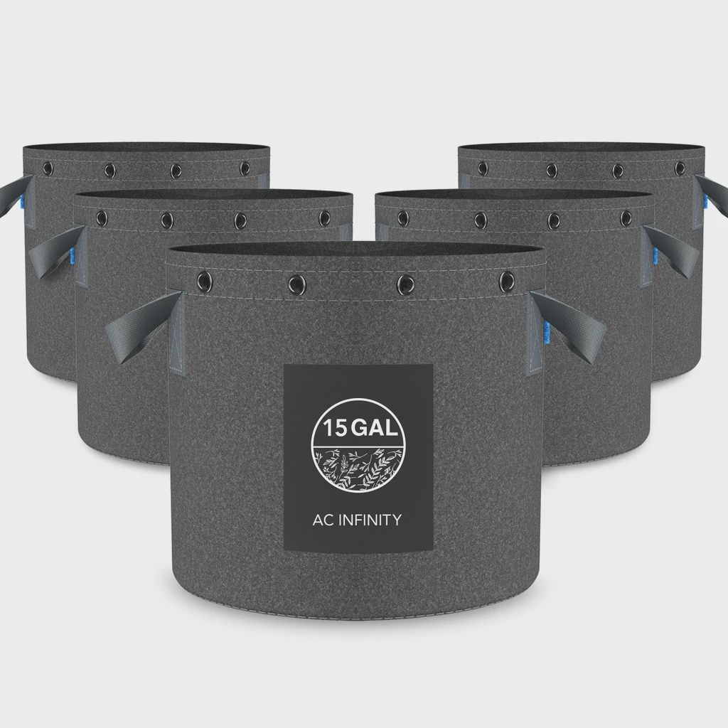 15 GAL AC INFINITY HEAVY DUTY REUSABLE FABRIC POTS, 5 PACK