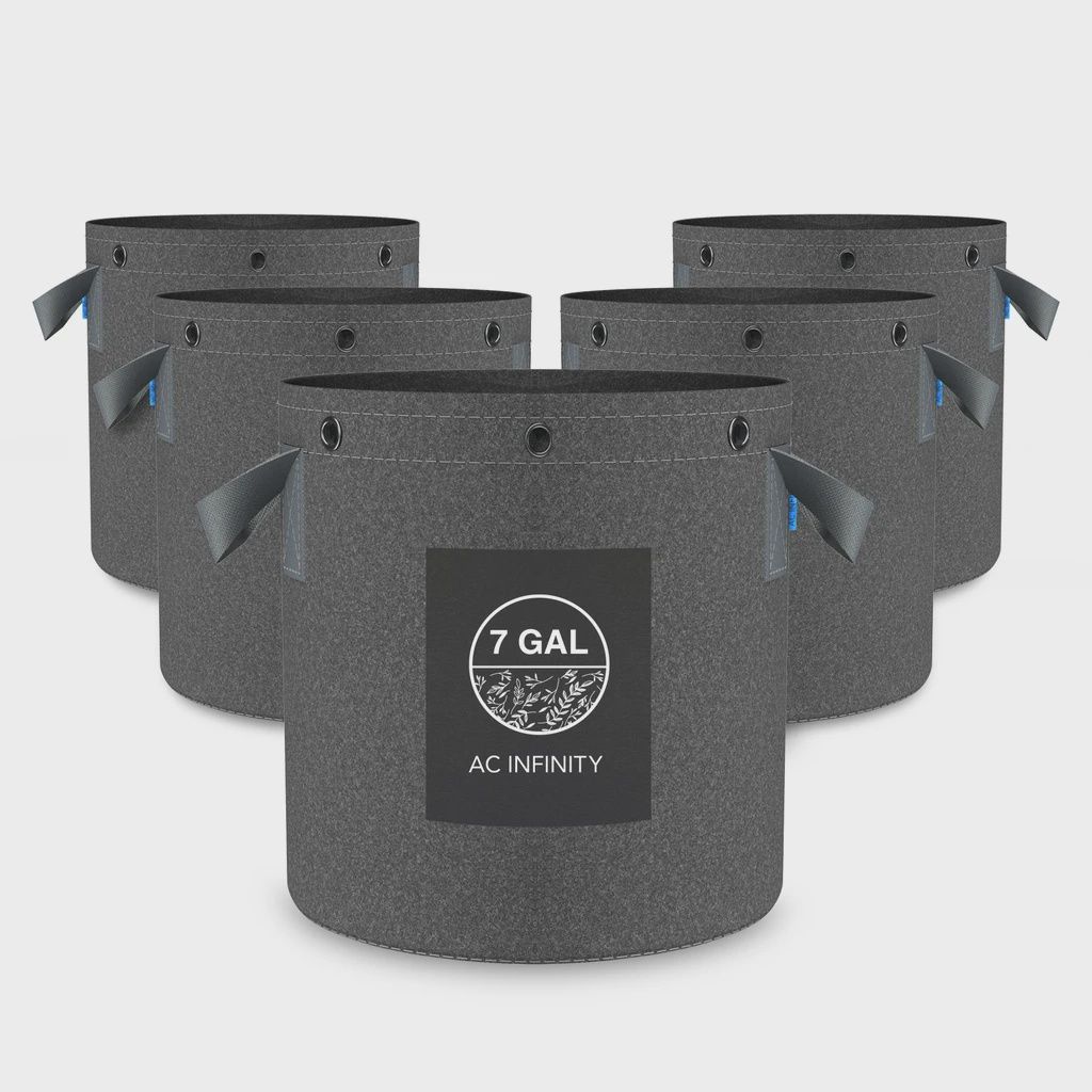7 GAL AC INFINITY HEAVY DUTY REUSABLE FABRIC POTS, 5 PACK