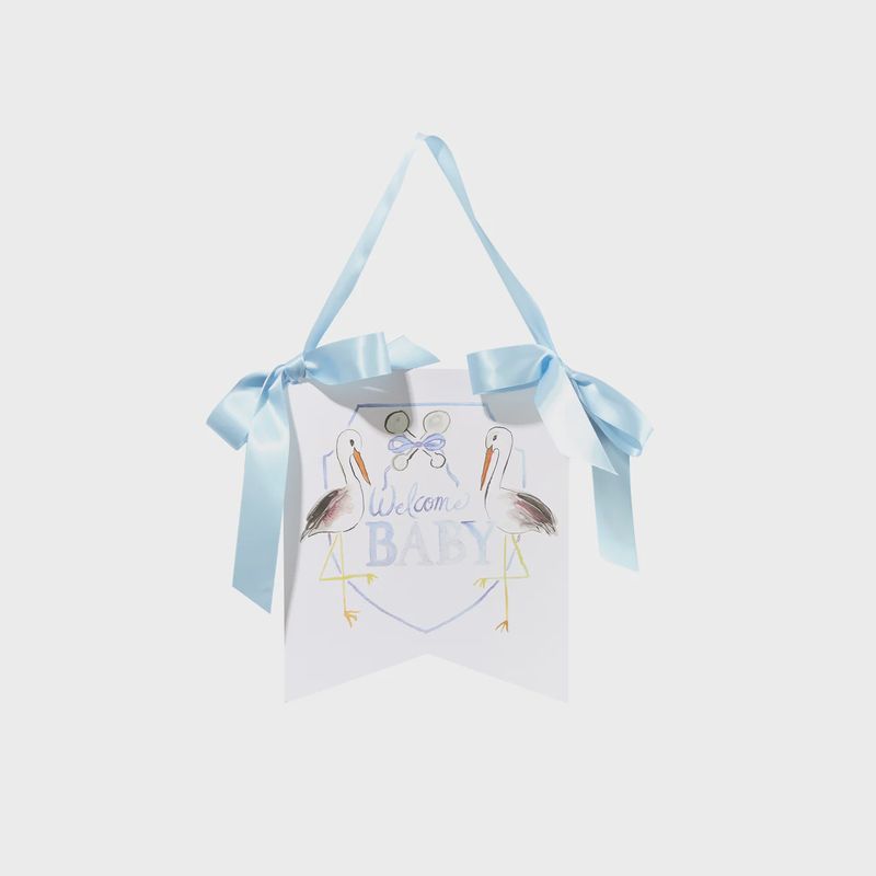 &quot;Welcome Baby&quot; Stork Hanger, Color: Blue