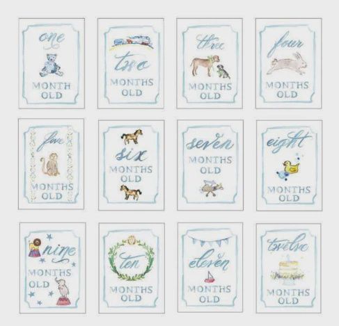 Monthly Mile Stone Cards, Color: Blue
