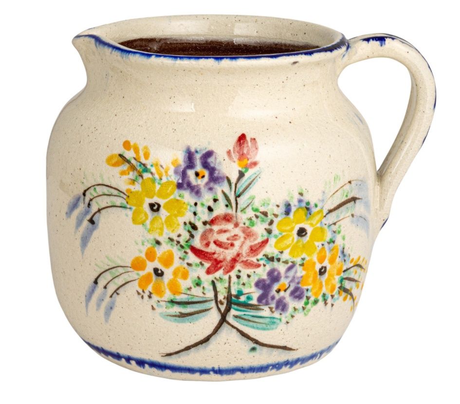 Blue White Multicolored Flowers on Pitcher