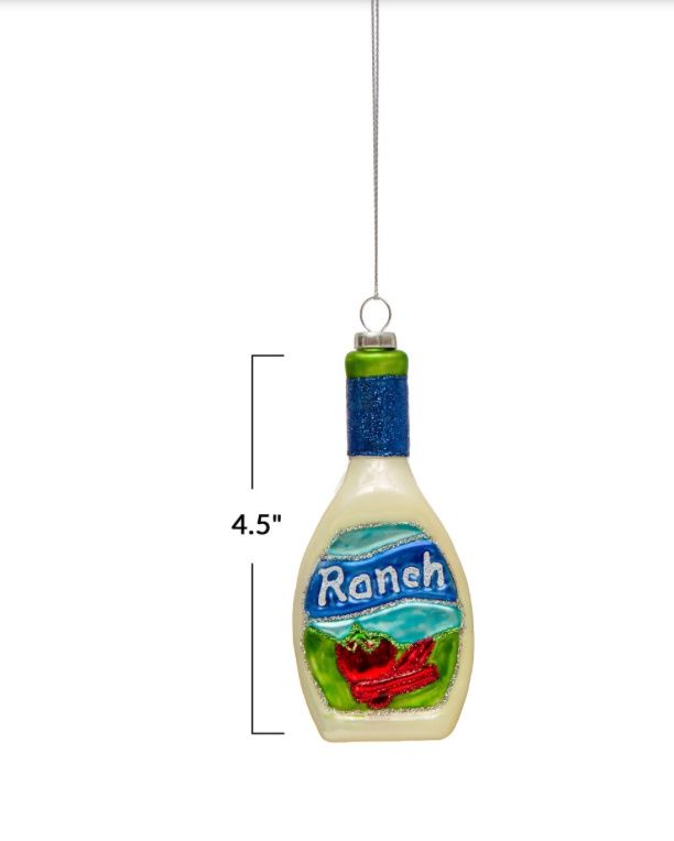 Hand-painted Ranch Dressing Bottle Ornament