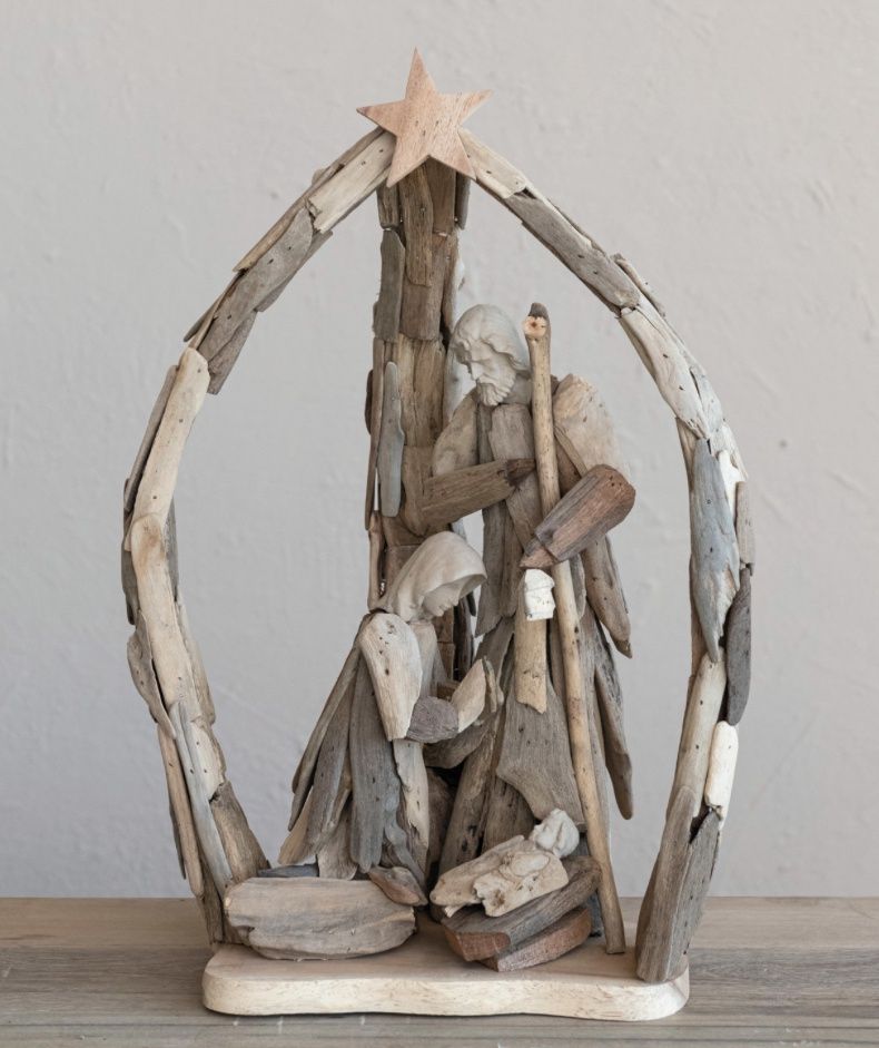Driftwood Acacia Wood Holy Family