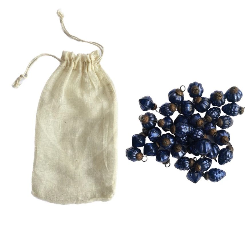 Blue Embossed Mercury Glass Ornaments