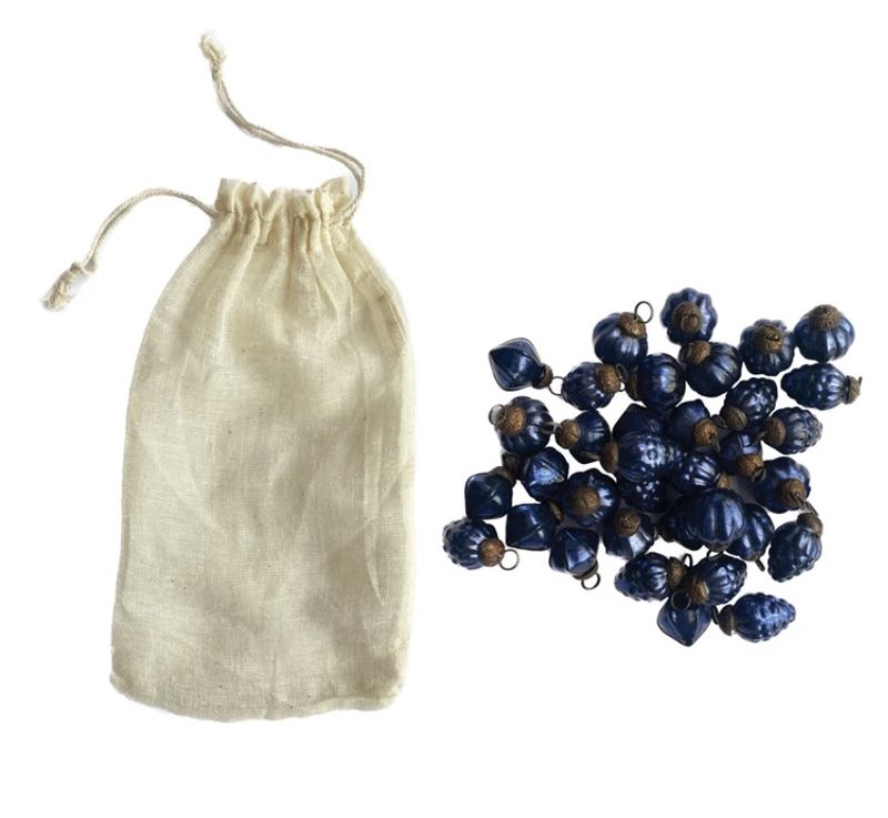 Blue Embossed Mercury Glass Ornaments