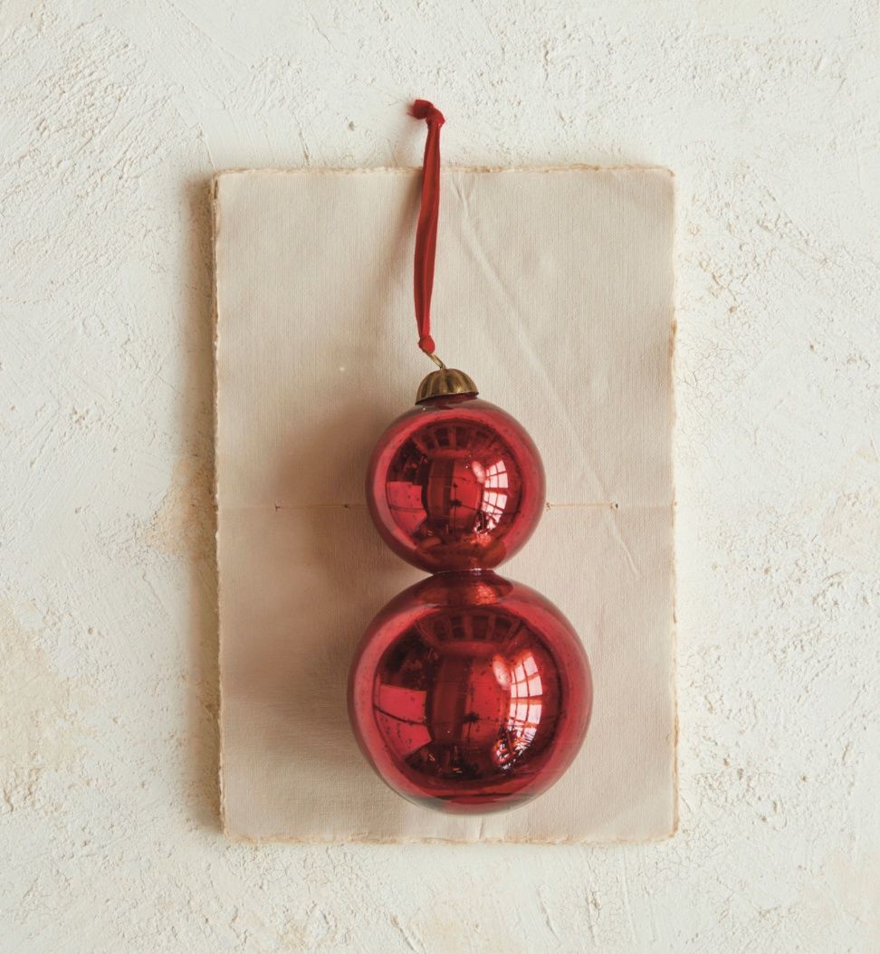 Red Glass Double Ornament
