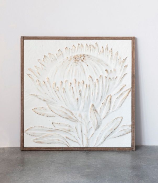 Framed Embossed Protea Flower