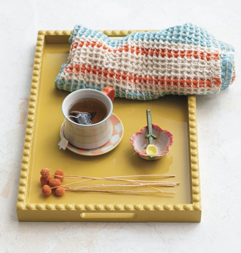 Lacquered Golden Rectangular Tray