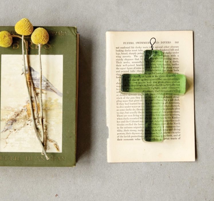 Reclaimed Green Glass Cross