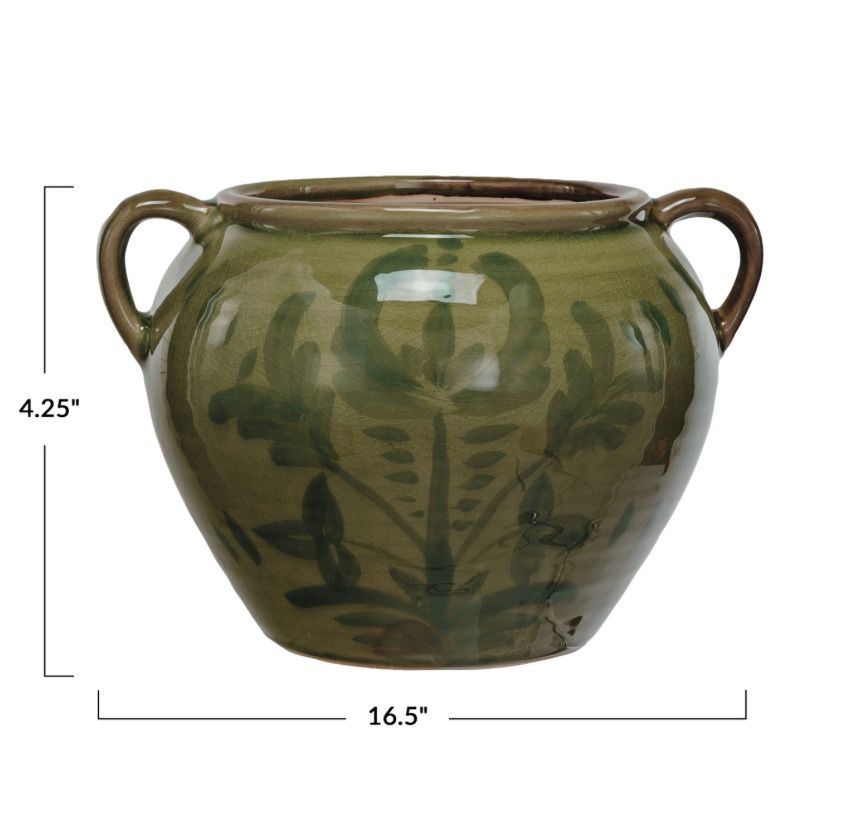 Green Terra Cotta Urn