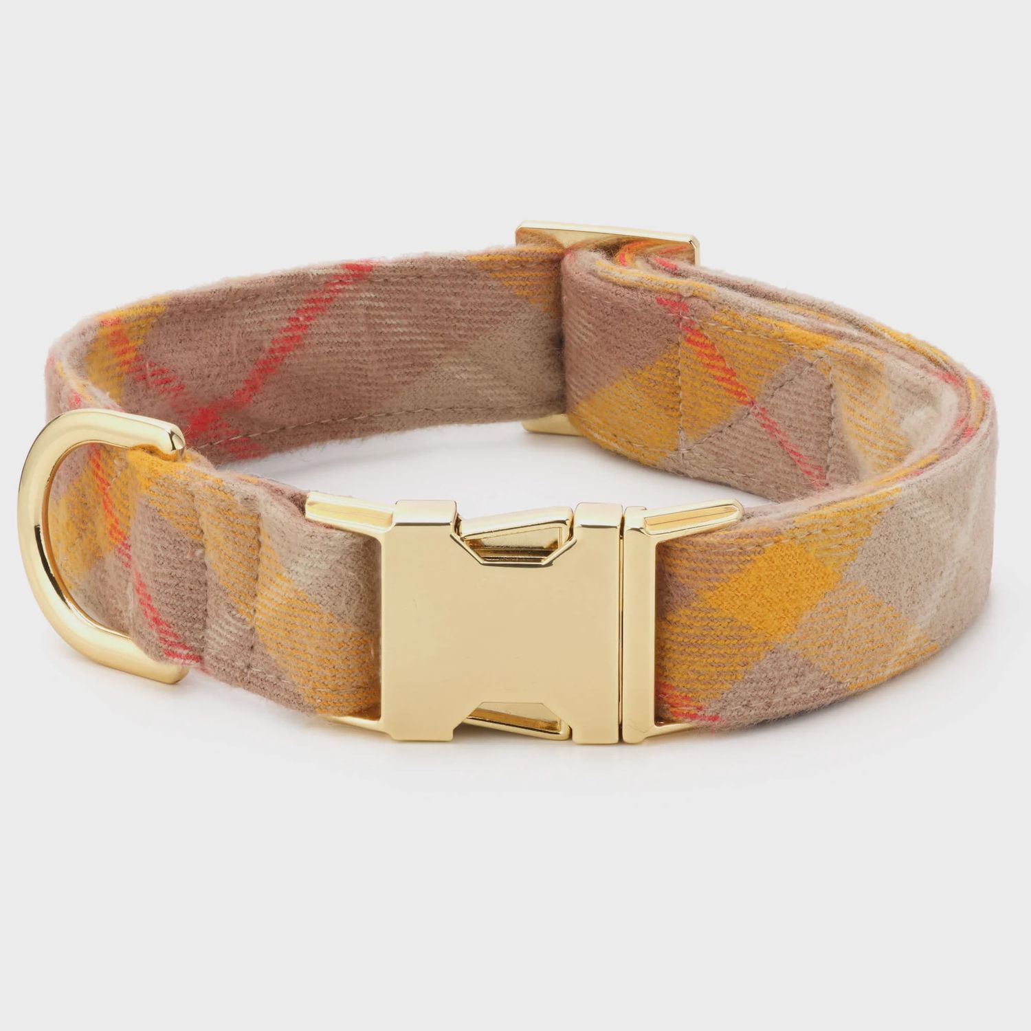 Mustard Plaid Dog Collars, Size: Large