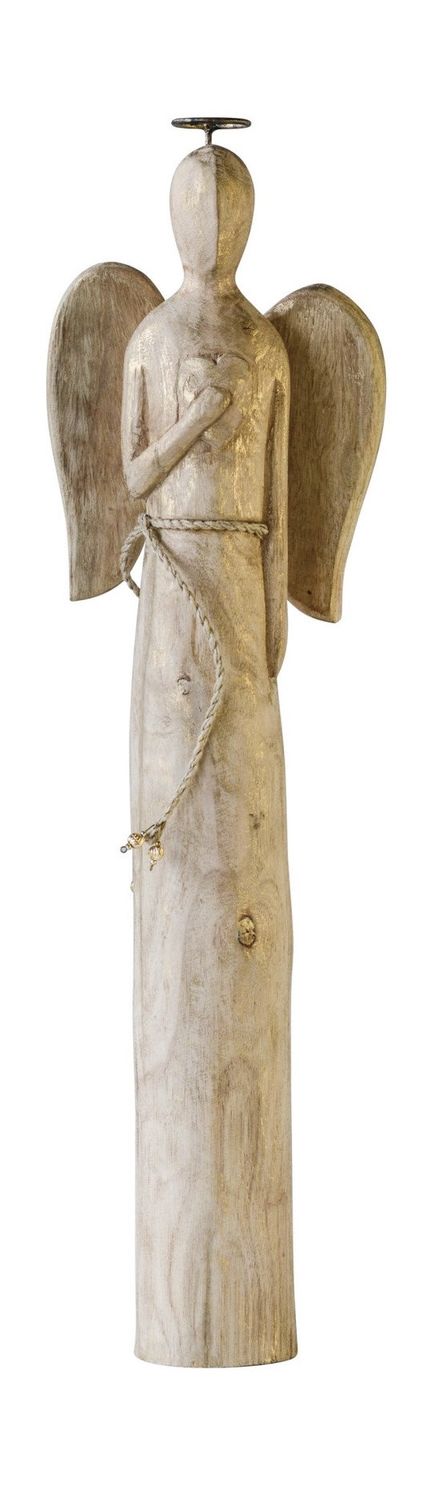 Mango Wood Angel, Style: Hand Over Heart