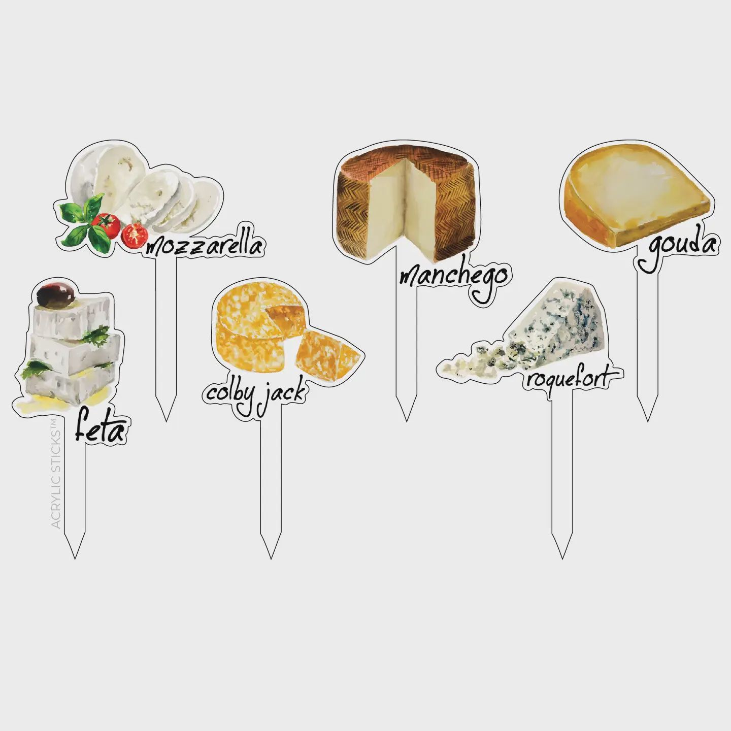 Cheese Lovers Fromage Acrylic Charcuterie Sticks