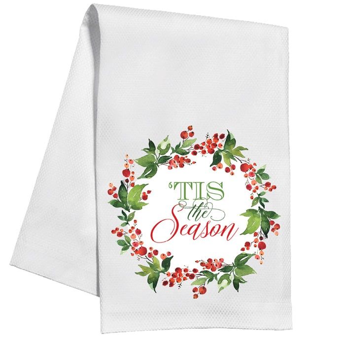 Tis The Season Wreath Tea Towel
