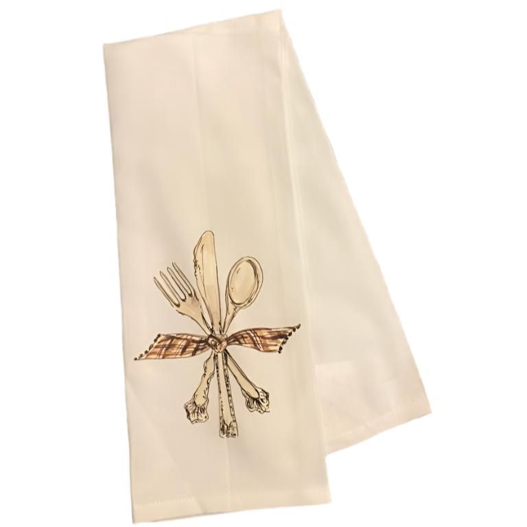 Silverware Tied With Bow Tea Towel