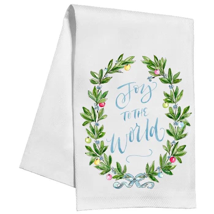Joy to the World Ornaments Tea Towel