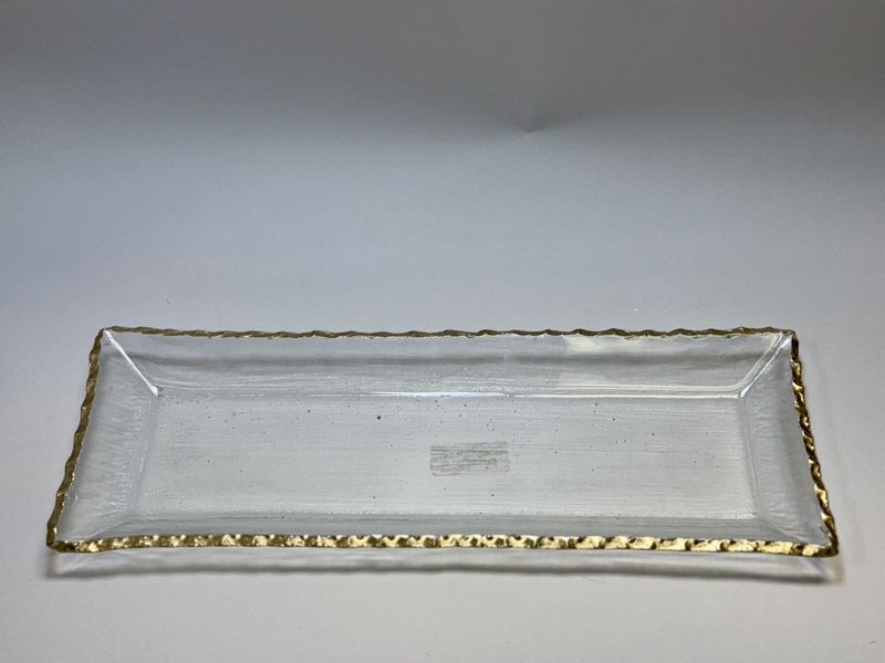 Textured Tray Gold Rim Lg