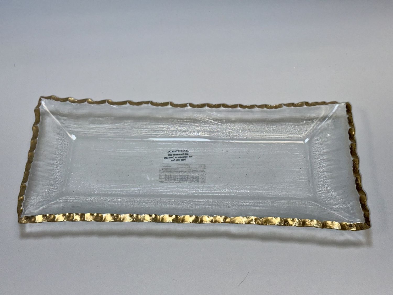Textured Rectangular Tray Gold Rim Medium