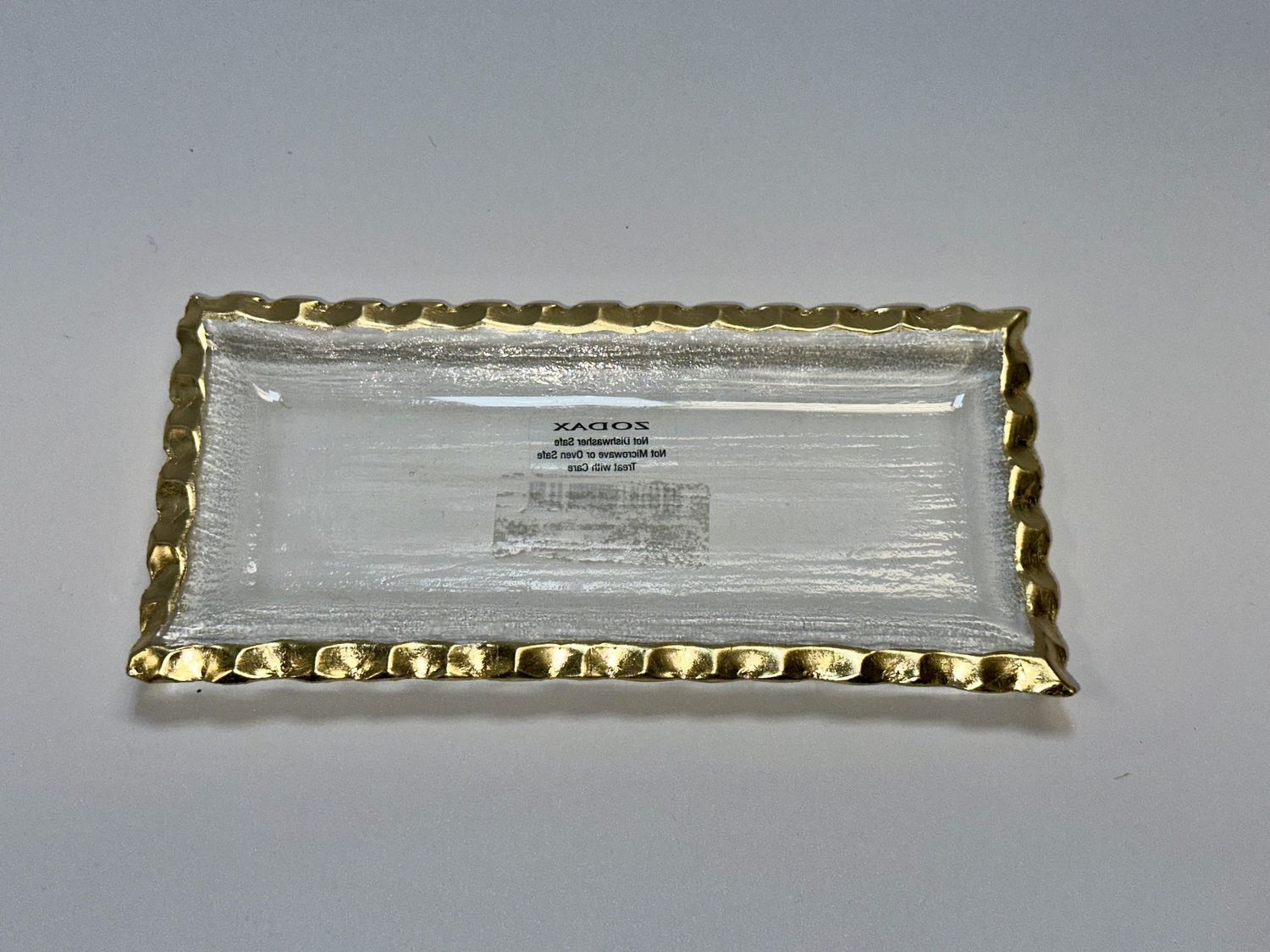 Textured Rectangular Tray Gold Rim Small