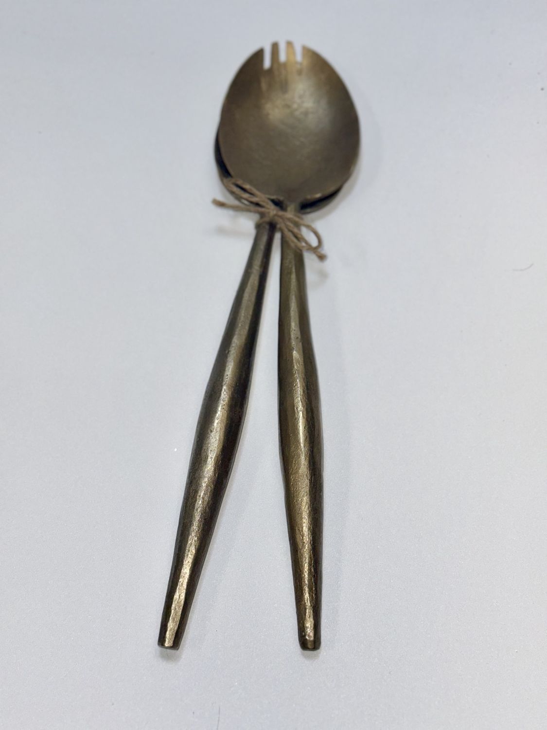 Antique Brass Forged Metal Salad Servers