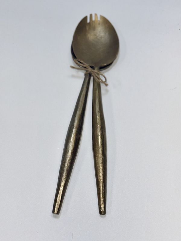 Antique Brass Forged Metal Salad Servers
