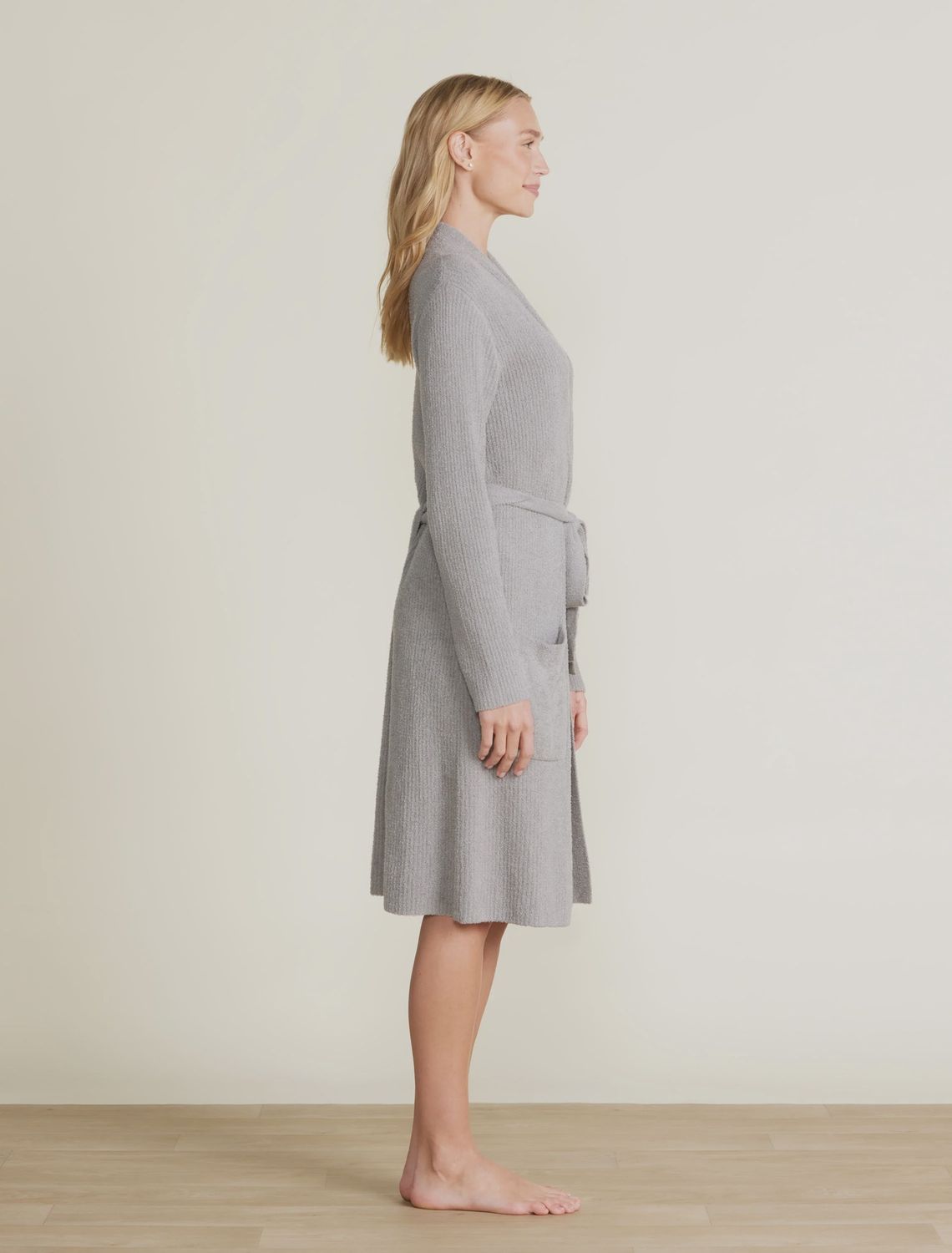 Cozy Chic Lite Ribbed Robe, Color: Dove Grey, Size: S/M