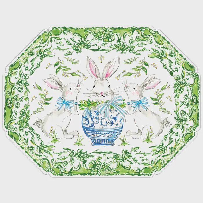 Bunny in Chinoiserie Pot Die-Cut Placemat