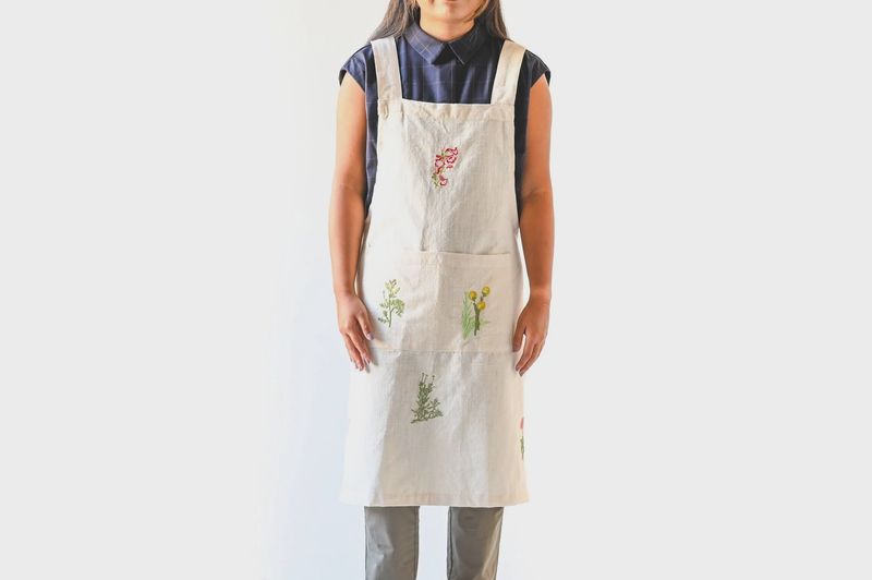 Botanical Embroidered Apron