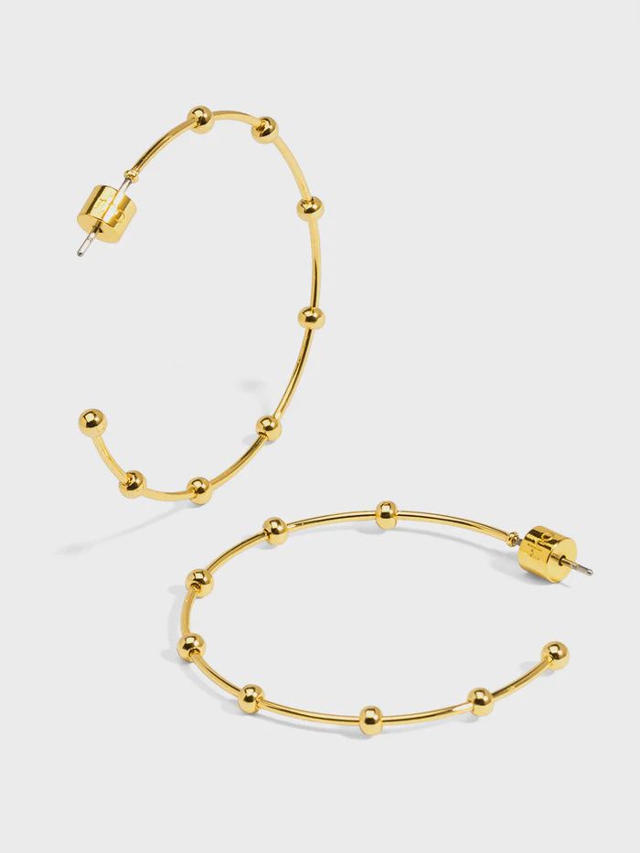 Bead Accent Open Hoop Earring, Metal: Gold