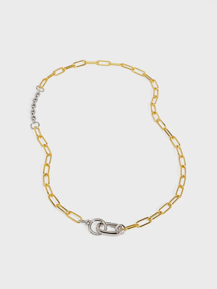 Two-Tone Beaded Mixed Link Necklace