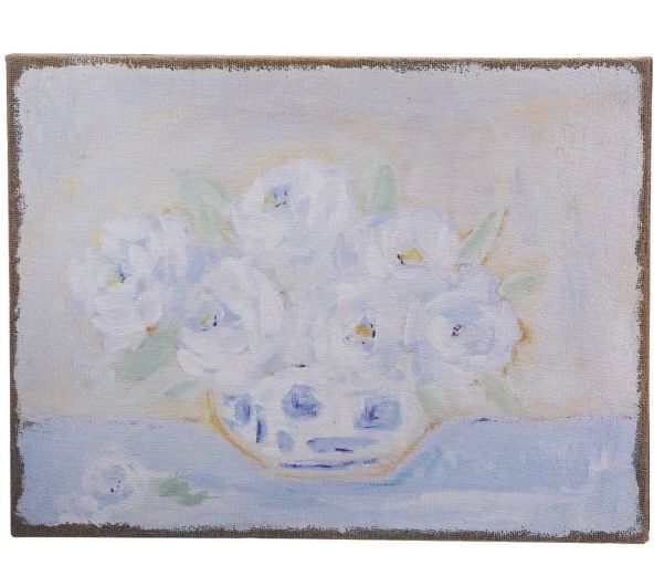 Burlap Chinoiserie Canvas, Color: Blue