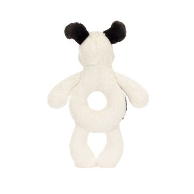 Bashful Black &amp; Cream Puppy Ring Rattle
