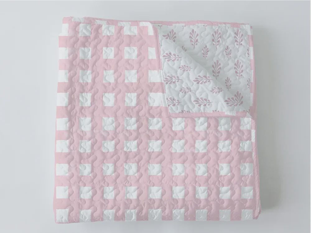 Quilted Baby Blanket, Color: Pink Plaid