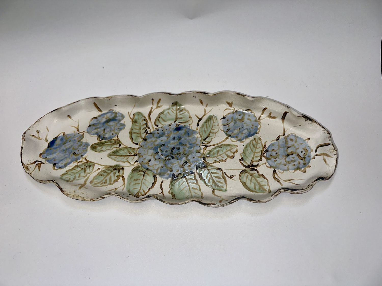 Blue Hydrangea Oval Platter