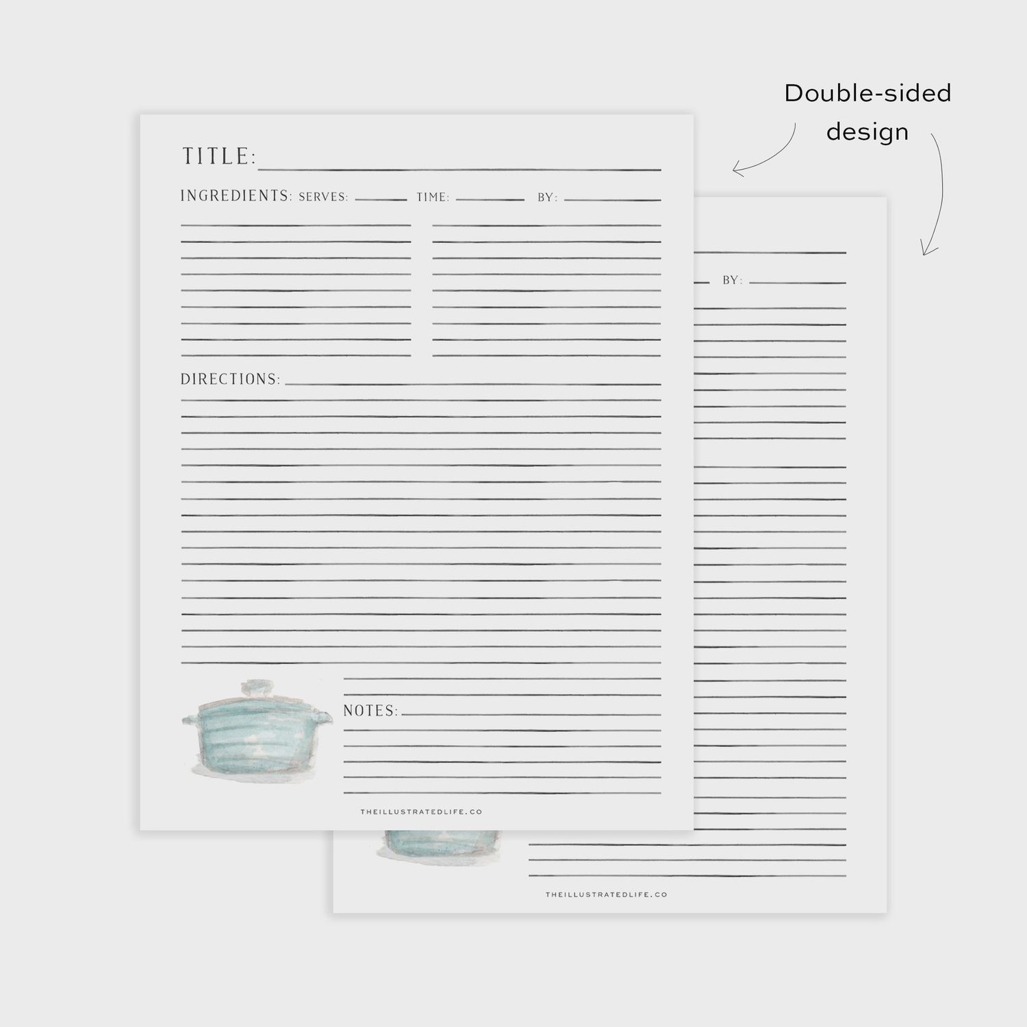 Recipe Filler Pages, Design: Blue