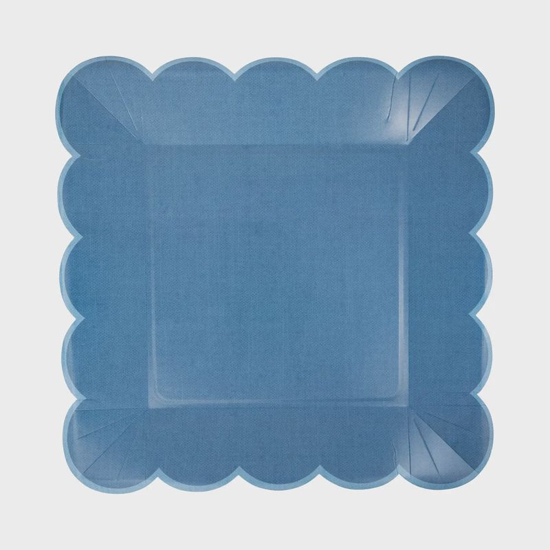 Blue Scallop Paper Plate