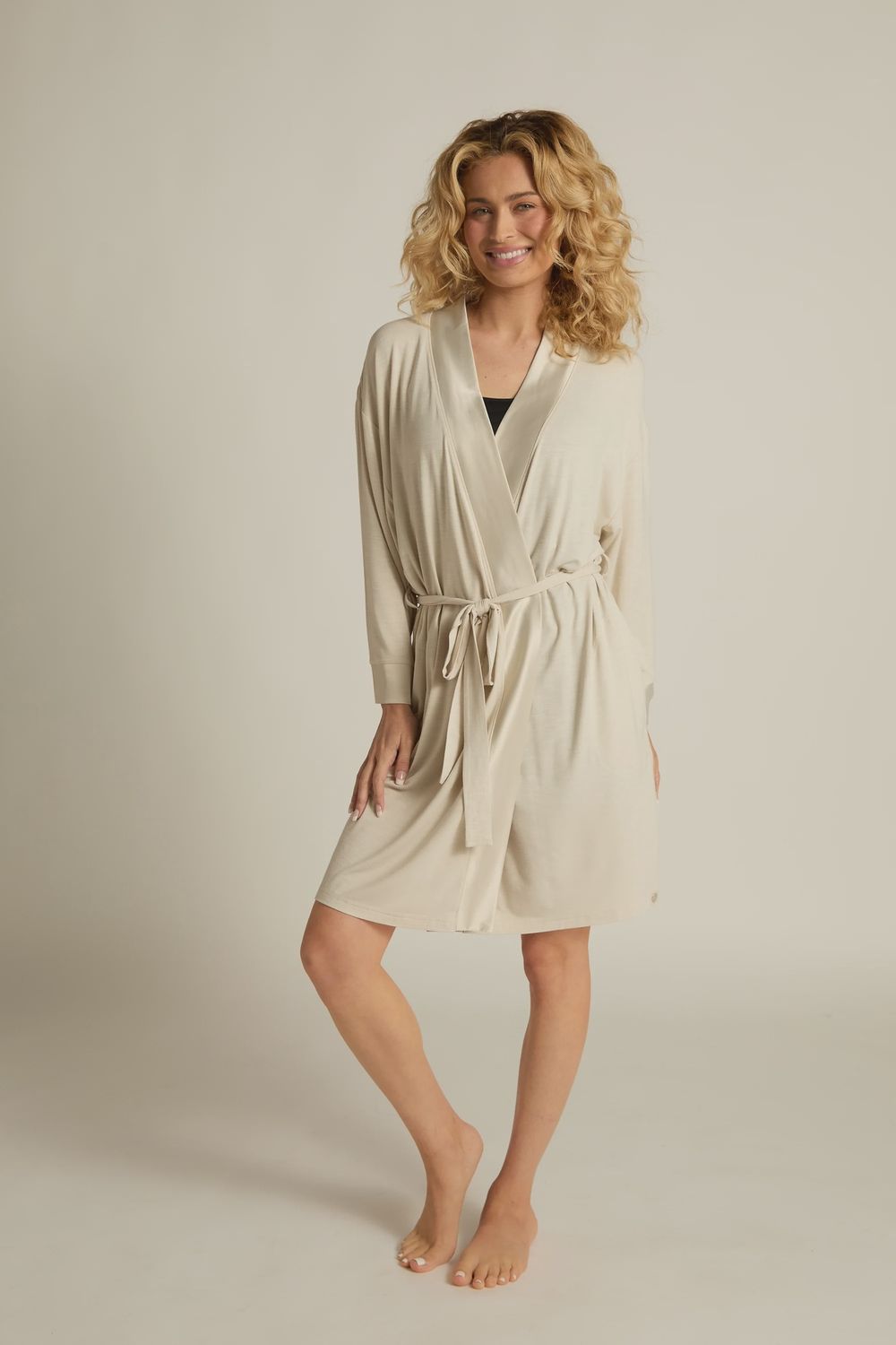 Kimono Robe, Color: Oatmeal, Size: S/M